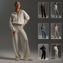 Women's Sweatshirt Suit Casual Collared Long-Sleeved Pullover Top