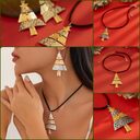 Christmas Tree Necklace And Earrings Fashion Pendant Suit