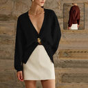 New V-neck Button Cardigan Fashion Knitted Sweater Top