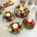 Christmas Candle Metals Candlestick Wreath Artificial Pinball Pinecone