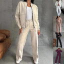 Women's Sports Suits Zipper Jacket And Wide Leg