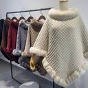 Rex Rabbit Fur Collar Shawl Cape Luxury Wraps
