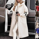 Hooded Windbreaker Long Jacket With Pockets And Drawstring