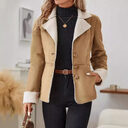 Casual Fashion Cold-proof Warm Fur Integrated Lapel Pocket