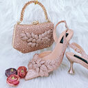 Ladies Party Shoes Bag Set Handmade Leaf Decorative
