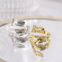 Feather Ring Open Titanium Steel Gold And Silver