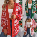 Christmas Clothes Women's Open Front Cardigan Knitwear Lantern