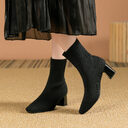 Elastic Chunky Heel Thin Boots Knitted Sock