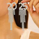 Digital Rhinestone Letter Earrings For New Year Pendant