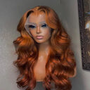Ginger Body Wave Lace Front Wig Orange Big