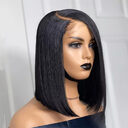 Wig Female Split Front Lace Black Short Straight