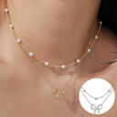 Simple Pearl Double Layer Choker Fashion Gold Color