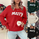 Knitted Women Crew Neck Sweater Loose Pullover Female