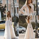 Women's Wedding Dress Lace Long Sleeve Dinner Party