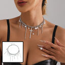 Cross Tassel Pearl Collarbone Chain Jewelry Cool Spicy