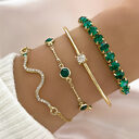 4pcs Bracelet Suit Fashion Green Grandmother Diamond Stretch