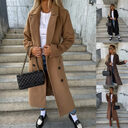 Double-breasted Lapel Split Jacket With Belt Winter Fashion