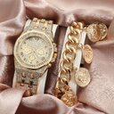 Watch Men's Diamond Large Dial Quartz