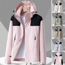 Hooded Windbreaker Unisex Fashion Colorblock Zip-up Jacket