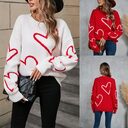 Female With Hearts Valentine's Day Pullover Big Peach