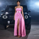 Velvet Sequined Cinched Waist Slim-fit Tube Top Banquet