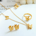 Frosted Texture Cute Butterfly Titanium Steel Suit Necklace