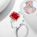 S925 Colorful Rectangular Rhinestone Ring Ins Fashion Love