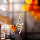 Fashion Lady Snake Pendant Necklace With Dazzling Zirconia