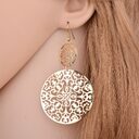 Womens Round Hollow Earrings Gold Filled Dangle Drop