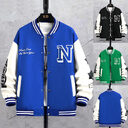 Letter Print Color Block Jacket Ins Fashion Loose