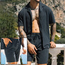 Men's Two Piece Set Short Sleeve Lapel Button
