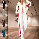 Fashion Two-piece Women's White Sports Suit Loose Shirt