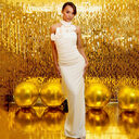 White Ribbon Flower Halter Long High Sense Dress