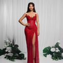 Drop-shaped Diamond Sexy Low-cut High Sitt Red Paillette