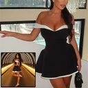 Women's Black And White Patchwork Summer Dress Y2K
