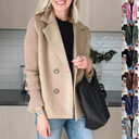 Double Breasted Lapel Jacket Fashion Knitted Sleeves Splicing