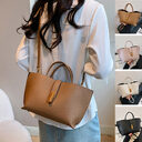 INS Litchi Pattern Shoulder Bag Fashion Zipper Bucket