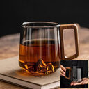 Guanshan Glass Single-layer Side Wooden Handle Drinking Cups