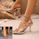 New Sandals For Women Summer Transparent PVC Rhinestone