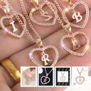 26 Letters Heart-shaped Zircon Pendant Necklace Stainless Steel