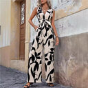 Fashionable High Waist Lace-up Wide Leg Jumpsuit