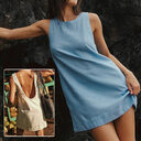 Summer Backless Dress Fashion Solid Color Sleeveles Beach