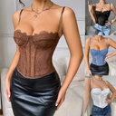 Women Tanks Lace Spaghetti Strap Top Summer Sleeveless
