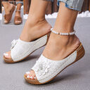 Flower Wedges Sandals Summer Fashion Retro Hollow Holiday