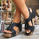Summer Zipper Wedges Sandals Women's Lightweight Height Increasing