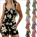 Flower Print Shorts Jumpsuit Summer Fashion Sleeveless Beach