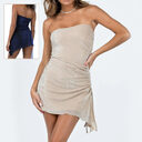 Ins Tube Top Dress With Drawstring Design Summer