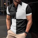 Casual Sports Short Sleeve Color Stitching Turnover Neck