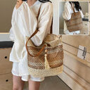 Summer Stripe Straw Sholder Bags With Tassel Pendant