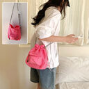 Small Mesh Drawstring Bucket Bag Fashion Cute Messenger